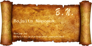 Bojsits Nepomuk névjegykártya